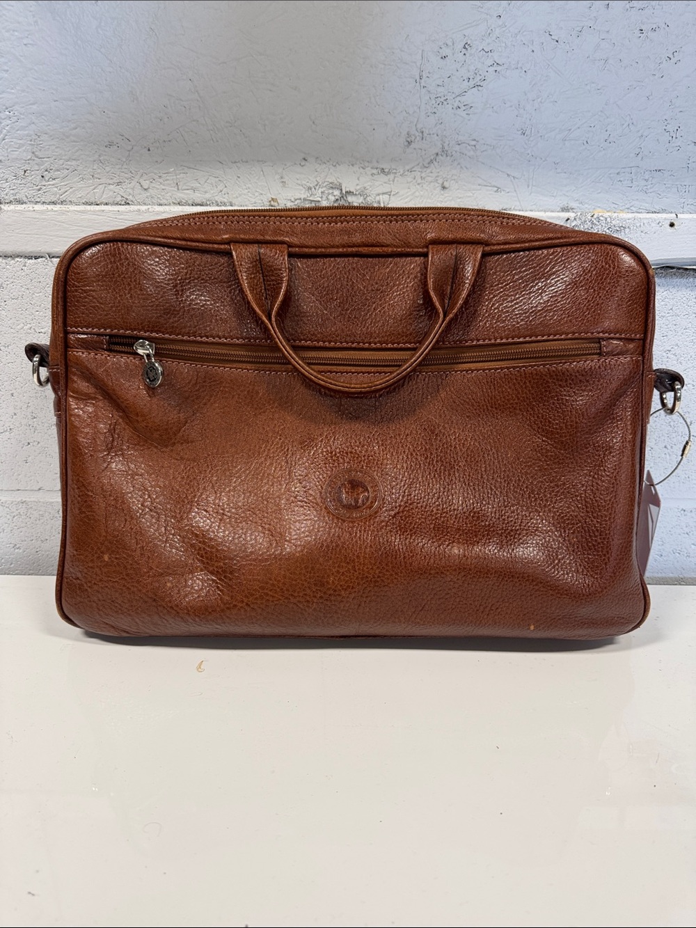 Brown Leather Briefcase Laptop Bag - Classic Men's Work Bag